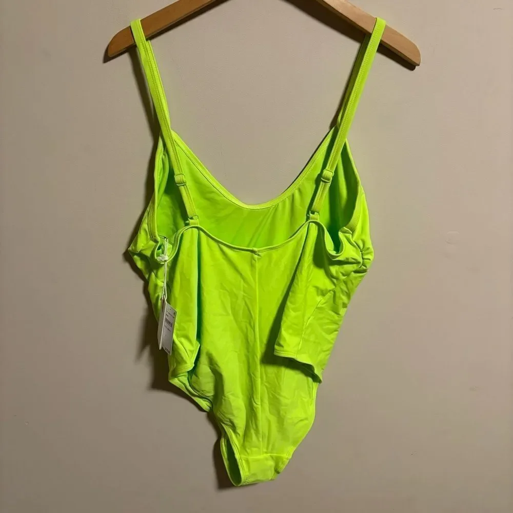 NWT Good American One Piece Scoop Swimsuit Electric Lime- Size 7 (4XL) XXXXL